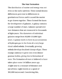 It describes all points regarding the star formation.