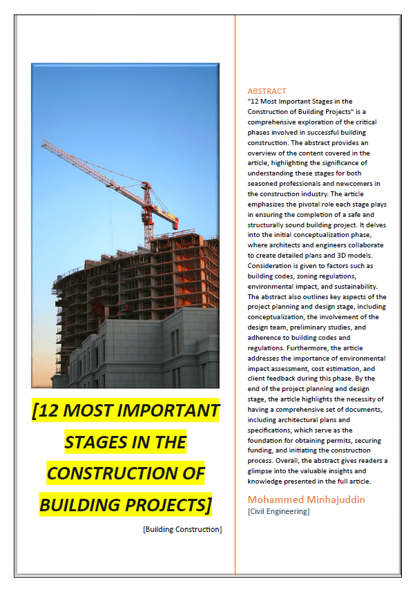 12 most important stages in the construction of building projects in ...