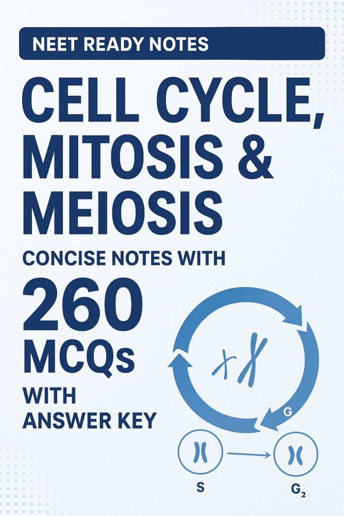 Cell Cycle, Mitosis & Meiosis – NEET Ready Crisp Notes with 260+ MCQs ...