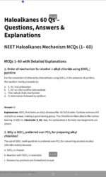 Halo Alkanes Neet 2025 difficulty level questions From Part 1