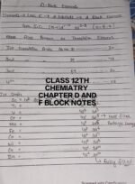 Class 12th chemistry Chapter D And F block Notes
