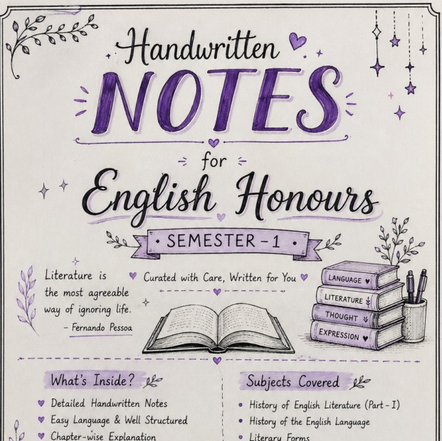 Handwritten notes of English honours first sem