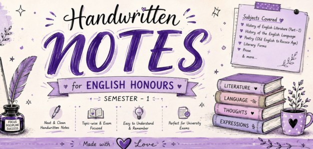 Handwritten notes of English honours first sem